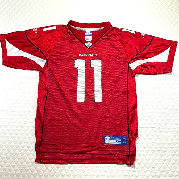 Youth Kids Large Football Jersey. Cardinals. Red & White. Fitzgerald - Picture 3 of 7
